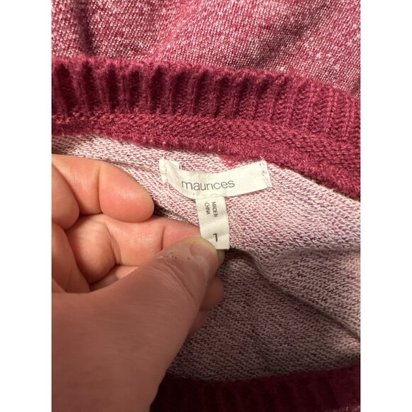 Maurices Womens Burgundy Knit Sweater With Lace-Up Hem Detail Size 1 - Picture 6 of 9